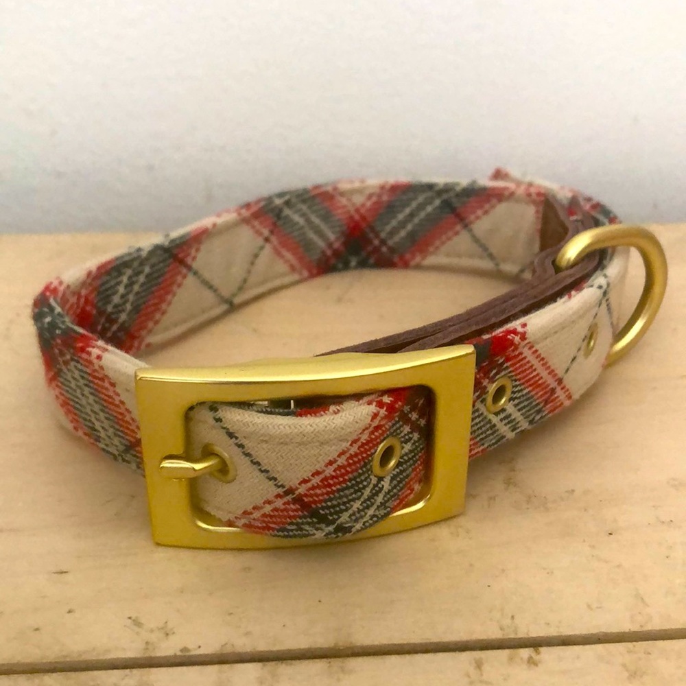 Argyle fabric dog collar